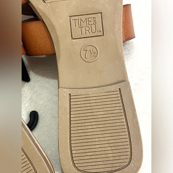 Time and Tru Brown Slide Sandals with Gold Accent Women’s Size 7.5 NWT - Picture 11 of 15